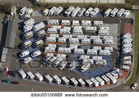 "Aerial view, motor homes and caravans in a sales exhibition, motor homes and caravans trader, Brackel, Dortmund, Ruhr district, North Rhine-Westphalia, Germany, Europe" View Large Photo Image Stock Photo - "Aerial view, motor homes and caravans in a sales exhibition, motor homes and caravans trader, Brackel, Dortmund, Ruhr district, North Rhine-Westphalia, Germany, Europe". Fotosearch