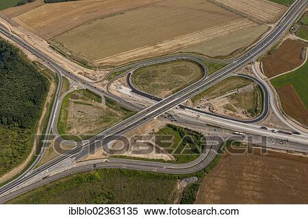 Stock Photography - "Aerial view, motorway junction B288 and A59, Duisburg, Ruhr Area, North Rhine-Westphalia, Germany, Europe". Fotosearch