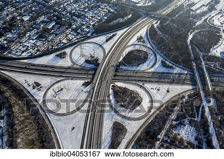 "Aerial view, motorway junction Essen-Nord, B224 and A42, winter, Essen, Ruhr district, North Rhine-Westphalia, Germany, Europe" View Large Photo Image Stock Photo - "Aerial view, motorway junction Essen-Nord, B224 and A42, winter, Essen, Ruhr district, North Rhine-Westphalia, Germany, Europe". Fotosearch