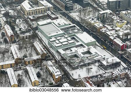 Stock Photograph - "Aerial view, Museum Folkwang, Essen, Essen, North Rhine-Westphalia, Germany, Europe". Fotosearch