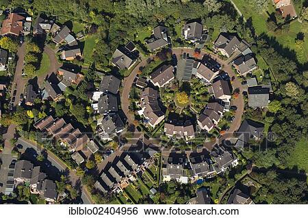Stock Photograph - "Aerial view, Nesselrodeweg settlement and Bruchwiesenring circular settlement, Gelsenkirchen-Buer, Ruhr area, North Rhine-Westphalia, Germany, Europe". Fotosearch
