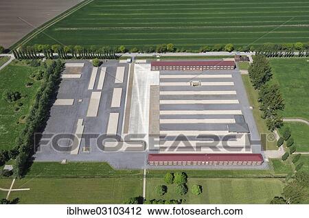 Stock Image - "Aerial view, Neuengamme Concentration Camp Memorial, Neuengamme, Hamburg, Hamburg, Germany, Europe". Fotosearch