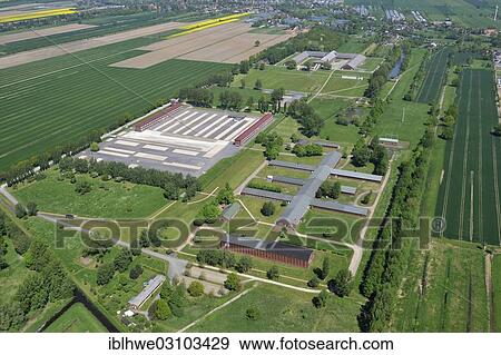Stock Photo - "Aerial view, Neuengamme Concentration Camp Memorial, Neuengamme, Hamburg, Hamburg, Germany, Europe". Fotosearch