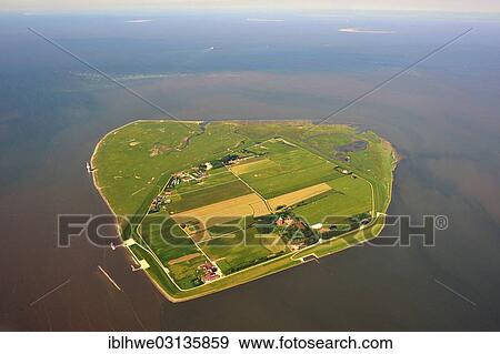 Stock Photo - "Aerial view, Neuwerk Island, Neuwerk, Hamburg, Hamburg, Germany, Europe". Fotosearch