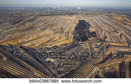 Stock Photography - "Aerial view, Niederzier open-cast lignite mine, North Rhine-Westphalia, Germany, Europe". Fotosearch
