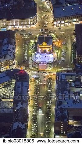 "Aerial view, night shot, Berliner Tor gate with with ice rink, Berliner-Tor-Platz square, Wesel, Wesel, North Rhine-Westphalia, Germany, Europe" View Large Photo Image Stock Photograph - "Aerial view, night shot, Berliner Tor gate with with ice rink, Berliner-Tor-Platz square, Wesel, Wesel, North Rhine-Westphalia, Germany, Europe". Fotosearch