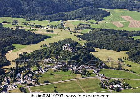Aerial view, Nuerburg castle ruins, Eifel, Rhineland-Palatinate, Germany, Europe View Large Photo Image Stock Photo - Aerial view, Nuerburg castle ruins, Eifel, Rhineland-Palatinate, Germany, Europe. Fotosearch