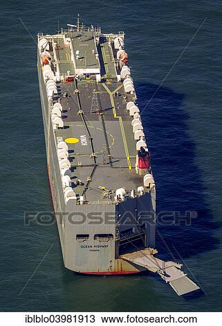 "Aerial view, """"Ocean Highway"""", vehicles carrier registered in Panama, at anchor, cargo ship, off Spiekeroog, North Sea, North Sea island, East Frisian Islands, Lower Saxony, Germany, Europe" View Large Photo Image Stock Image - "Aerial view, """"Ocean Highway"""", vehicles carrier registered in Panama, at anchor, cargo ship, off Spiekeroog, North Sea, North Sea island, East Frisian Islands, Lower Saxony, Germany, Europe". Fotosearch