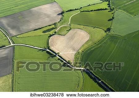 Stock Photo - "Aerial view of a heart-shaped field, agriculture with heart, Trittau, Schleswig-Holstein, Germany, Europe". Fotosearch