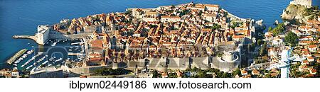 Stock Photograph - "Aerial view of Dubrovnik old town, Croatia, Europe". Fotosearch