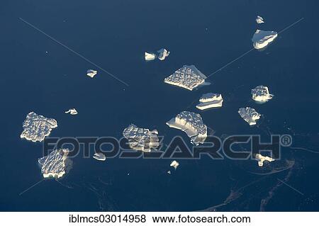 Stock Photo - "Aerial view of icebergs, Gronland, Gronland, Greenland, North America". Fotosearch