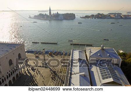 "Aerial view of Saint Mark's Square looking towards the Island of San Giorgio Maggiore, Venice, Italy, Europe" View Large Photo Image Stock Photo - "Aerial view of Saint Mark's Square looking towards the Island of San Giorgio Maggiore, Venice, Italy, Europe". Fotosearch