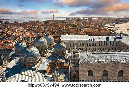 "Aerial view of St Mark's Basilica and Doges Palace, Venice, Venezien, Italy, Europe" View Large Photo Image Picture - "Aerial view of St Mark's Basilica and Doges Palace, Venice, Venezien, Italy, Europe". Fotosearch
