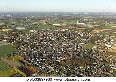 Stock Image - "Aerial view of the borough of Kirchhellen, Bottrop, Ruhr district, North Rhine-Westphalia, Germany, Europe". Fotosearch