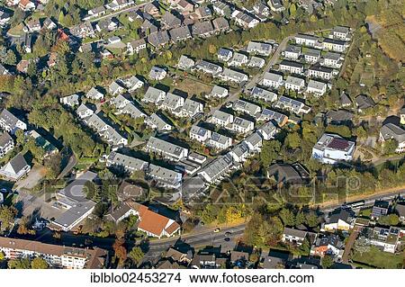 "Aerial view of the new Am Stenshof housing estate, with solar panels on the roofs, Wattenscheid, Bochum, Ruhr area, North Rhine-Westphalia, Germany, Europe" View Large Photo Image Picture - "Aerial view of the new Am Stenshof housing estate, with solar panels on the roofs, Wattenscheid, Bochum, Ruhr area, North Rhine-Westphalia, Germany, Europe". Fotosearch