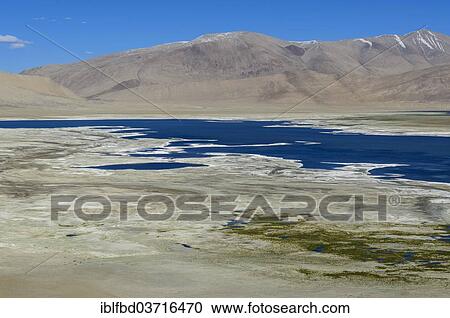 "Aerial view of Tso Kar, a fluctuating salt lake, located at an altitude of 4. 530 m, Korzok, Ladakh, Jammu and Kashmir, India, Asia" View Large Photo Image Stock Image - "Aerial view of Tso Kar, a fluctuating salt lake, located at an altitude of 4. 530 m, Korzok, Ladakh, Jammu and Kashmir, India, Asia". Fotosearch