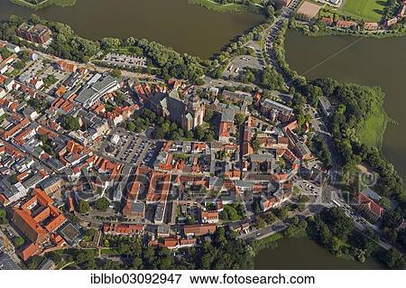 "Aerial view, old town island surrounded by water at the sound of Strelasund, St. Nikolai church, Stralsund, Mecklenburg-Western Pomerania, Germany, Europe" View Large Photo Image Stock Photo - "Aerial view, old town island surrounded by water at the sound of Strelasund, St. Nikolai church, Stralsund, Mecklenburg-Western Pomerania, Germany, Europe". Fotosearch