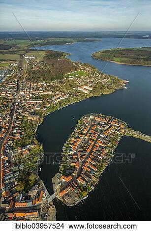 "Aerial view, old town island with Lake Malchow, Malchow, Mecklenburg-Western Pomerania, Germany, Europe" View Large Photo Image Picture - "Aerial view, old town island with Lake Malchow, Malchow, Mecklenburg-Western Pomerania, Germany, Europe". Fotosearch