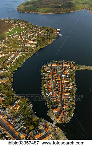 "Aerial view, old town island with Lake Malchow, Malchow, Mecklenburg-Western Pomerania, Germany, Europe" View Large Photo Image Stock Photo - "Aerial view, old town island with Lake Malchow, Malchow, Mecklenburg-Western Pomerania, Germany, Europe". Fotosearch