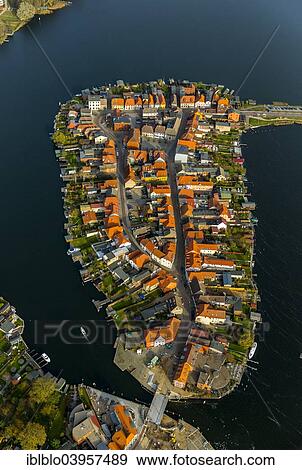 "Aerial view, old town island with Lake Malchow, Malchow, Mecklenburg-Western Pomerania, Germany, Europe" View Large Photo Image Stock Photo - "Aerial view, old town island with Lake Malchow, Malchow, Mecklenburg-Western Pomerania, Germany, Europe". Fotosearch