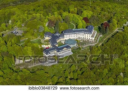 Stock Photo - "Aerial view, Petersberg Mountain, guest house of the Federal Republic of Germany, Konigswinter, Rhineland, North Rhine-Westphalia, Germany, Europe". Fotosearch