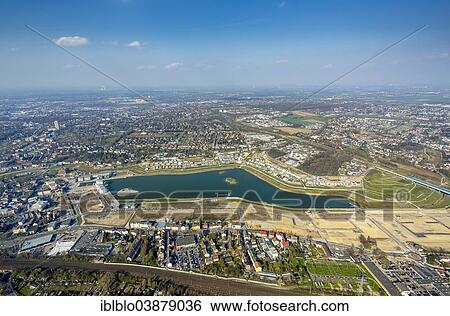 Stock Photograph - "Aerial view, Phoenix Lake, Horde, Dortmund, Ruhr district, North Rhine-Westphalia, Germany, Europe". Fotosearch
