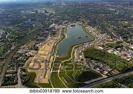 Stock Photo - "Aerial view, Phoenix-See lake, Horde, Dortmund, Ruhr district, North Rhine-Westphalia, Germany, Europe". Fotosearch