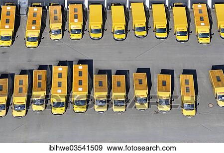 "Aerial view, post vehicles, fleet of Deutsche Post DHL, Hamburg, Hamburg, Germany, Europe" View Large Photo Image Stock Photo - "Aerial view, post vehicles, fleet of Deutsche Post DHL, Hamburg, Hamburg, Germany, Europe". Fotosearch