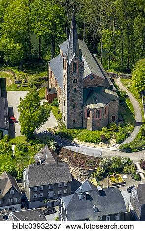 "Aerial view, Protestant church, Bad Berleburg, North Rhine-Westphalia, Germany, Europe" View Large Photo Image Stock Photo - "Aerial view, Protestant church, Bad Berleburg, North Rhine-Westphalia, Germany, Europe". Fotosearch