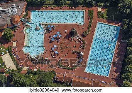 Stock Image - "Aerial view, public swimming pool, Werne, Ruhr area, North Rhine-Westphalia, Germany, Europe". Fotosearch