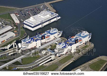 Stock Photo - "Aerial view, Puttgarden ferry port, Puttgarden, Fehmarn Island, Schleswig-Holstein, Germany, Europe". Fotosearch