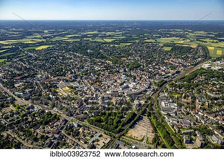 Stock Image - "Aerial view, Recklinghausen Arcaden, shopping centre, Recklinghausen, Ruhr Area, North Rhine-Westphalia, Germany, Europe". Fotosearch