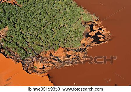 Stock Image - "Aerial view, red mud or red sludge deposits, Stade, Stade, Lower Saxony, Germany, Europe". Fotosearch