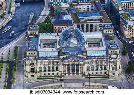 "Aerial view, Reichstag Building, Government District, Spree River, Berlin, Germany, Europe" View Large Photo Image Picture - "Aerial view, Reichstag Building, Government District, Spree River, Berlin, Germany, Europe". Fotosearch