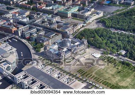 "Aerial view, Reichstag Building, Platz der Republik Square, Government District, Spreebogen, bend in the Spree River, Berlin, Germany, Europe" View Large Photo Image Picture - "Aerial view, Reichstag Building, Platz der Republik Square, Government District, Spreebogen, bend in the Spree River, Berlin, Germany, Europe". Fotosearch