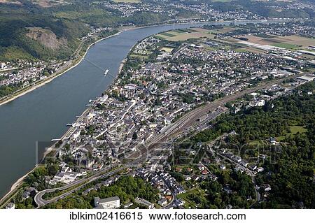 Stock Photography - Aerial view, Remagen, Rhineland-Palatinate, Germany, Europe. Fotosearch