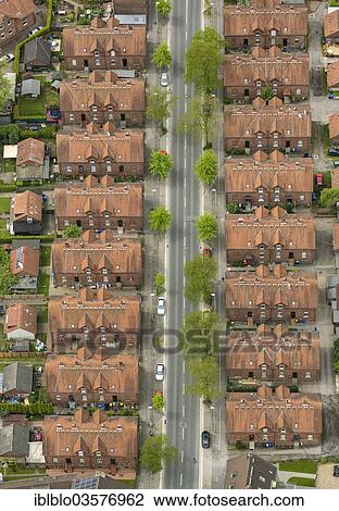 "Aerial view, renovated mining settlement, semi-detached houses, Gladbeck, North Rhine-Westphalia, Germany, Europe" View Large Photo Image Stock Image - "Aerial view, renovated mining settlement, semi-detached houses, Gladbeck, North Rhine-Westphalia, Germany, Europe". Fotosearch
