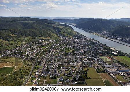 Aerial view, Rheinbrohl on the Rhine river, Rhineland-Palatinate, Germany, Europe View Large Photo Image Stock Photo - Aerial view, Rheinbrohl on the Rhine river, Rhineland-Palatinate, Germany, Europe. Fotosearch