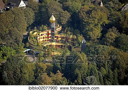 Stock Image - "Aerial view, Ronald McDonald House, Essen, Ruhr Area, North Rhine-Westphalia, Germany, Europe". Fotosearch