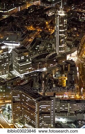 "Aerial view, RWE tower, """"Power Tower"""", RWE headquarters, at night, Stadtbezirke I, Essen, North Rhine-Westphalia, Germany, Europe" View Large Photo Image Stock Photograph - "Aerial view, RWE tower, """"Power Tower"""", RWE headquarters, at night, Stadtbezirke I, Essen, North Rhine-Westphalia, Germany, Europe". Fotosearch