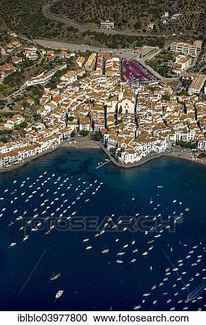 "Aerial view, sailing boats, historic centre, Bay of Cadaques, Cadaques, Costa Brava, Catalonia, Spain, Europe" View Large Photo Image Stock Image - "Aerial view, sailing boats, historic centre, Bay of Cadaques, Cadaques, Costa Brava, Catalonia, Spain, Europe". Fotosearch