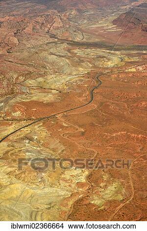 Picture - "Aerial view, Salt Valley, Arches National Park, Moab, Utah, United States of America, USA". Fotosearch
