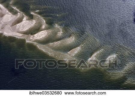 Stock Image - "Aerial view, sandbank off Sylt island, Sylt, North Frisian Islands, Schleswig-Holstein, Germany, Europe". Fotosearch
