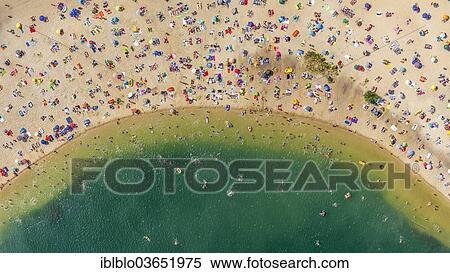 "Aerial view, sandy beach at Silbersee II lake with people swimming and sunbathing, Sythen, Haltern am See, North Rhine-Westphalia, Germany, Europe" View Large Photo Image Stock Photography - "Aerial view, sandy beach at Silbersee II lake with people swimming and sunbathing, Sythen, Haltern am See, North Rhine-Westphalia, Germany, Europe". Fotosearch