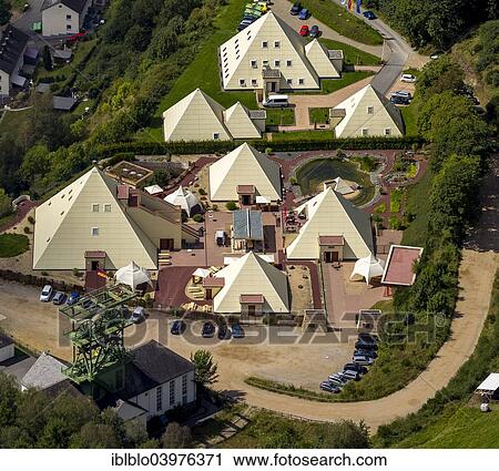 Stock Image - "Aerial view, Sauerland Pyramids, Galileo Park, Lennestadt, Sauerland, North Rhine-Westphalia, Germany, Europe". Fotosearch