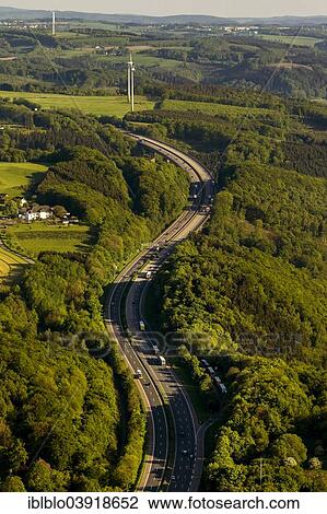 "Aerial view, """"Sauerlandlinie"""", A45 motorway, near Emst, Hagen, North Rhine-Westphalia, Germany, Europe" View Large Photo Image Stock Image - "Aerial view, """"Sauerlandlinie"""", A45 motorway, near Emst, Hagen, North Rhine-Westphalia, Germany, Europe". Fotosearch