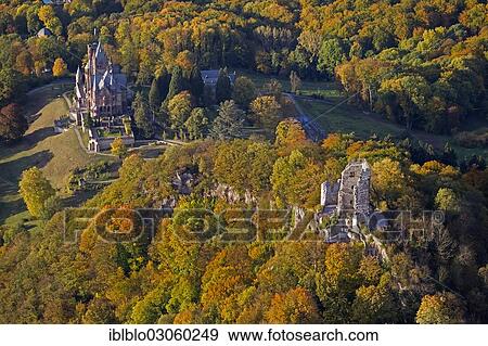 "Aerial view, Schloss Drachenburg Castle, Drachenfels, Dragon's Rock, autumn, Konigswinter, Konigswinter, North Rhine-Westphalia, Germany, Europe" View Large Photo Image Stock Photo - "Aerial view, Schloss Drachenburg Castle, Drachenfels, Dragon's Rock, autumn, Konigswinter, Konigswinter, North Rhine-Westphalia, Germany, Europe". Fotosearch