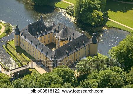 "Aerial view, Schloss Dyck moated castle, Juchen, North Rhine-Westphalia, Germany, Europe" View Large Photo Image Stock Image - "Aerial view, Schloss Dyck moated castle, Juchen, North Rhine-Westphalia, Germany, Europe". Fotosearch