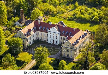 Stock Photography - "Aerial view, Schloss Furstenberg Castle, Furstenberg on the Havel river, Brandenburg, Germany, Europe". Fotosearch