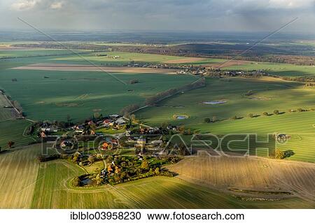Stock Image - "Aerial view, Schloss Lelkendorf Castle, Neukalen, Mecklenburg-Western Pomerania, Germany, Europe". Fotosearch
